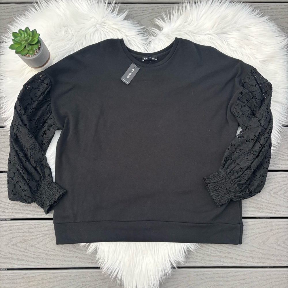 Express Black Lace Sleeve Sweater